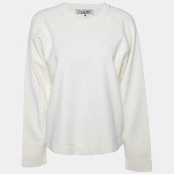 Pre Owned Valentino Ivory Knit Crew Neck Sweatshirt L