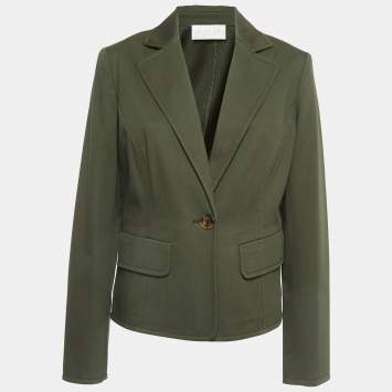 Pre Owned Valentino Vintage Green Cotton Single Breasted Blazer L