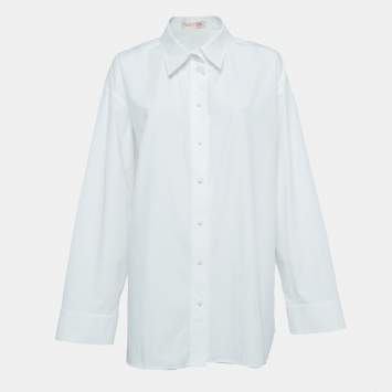 Pre Owned Valentino White Cotton Long Sleeve Oversized Shirt M