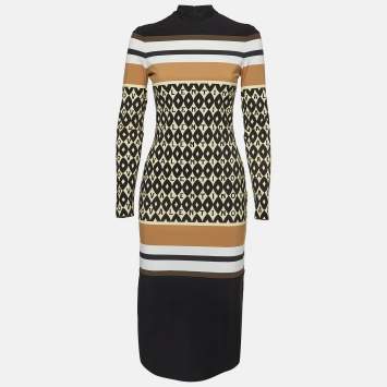 Pre Owned Valentino Multicolor Printed Jersey Foulard Archive Midi Dress S