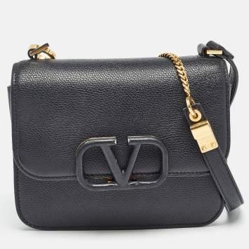 Pre Owned Valentino Black Leather Small VSling Shoulder Bag