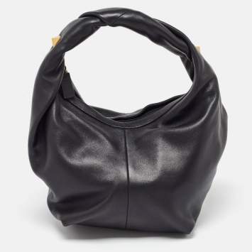 Pre Owned Valentino Black Leather Rockstud Hobo