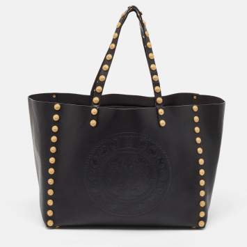 Pre Owned Valentino Black Leather Gryphon Zodiac Studded Tote