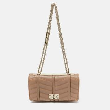 Pre Owned Valentino Beige Leather Rockstud Shoulder Bag