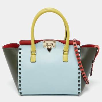 Pre Owned Valentino Multicolor Leather Medium Rockstud Trapeze Tote