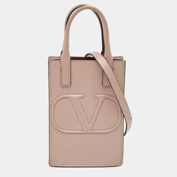 Pre Owned Valentino Beige Leather Mini VLogo Tote