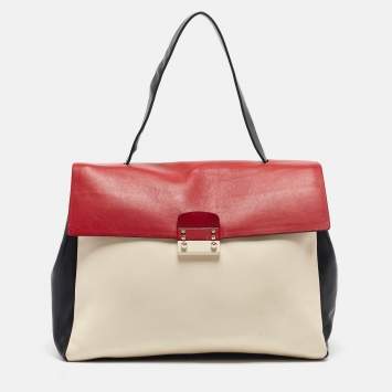 Pre Owned Valentino Multicolor Leather Mime Top Handle Bag