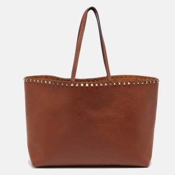 Pre Owned Valentino Brown Leather Rockstud Tote
