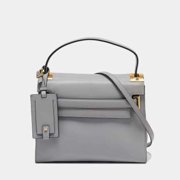 Pre Owned Valentino Ash Grey Leather My Rockstud Top Handle Bag