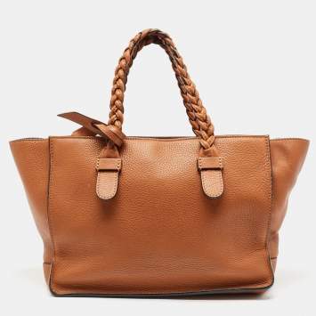 Pre Owned Valentino Brown Leather Braided Handle To Be Cool Tote