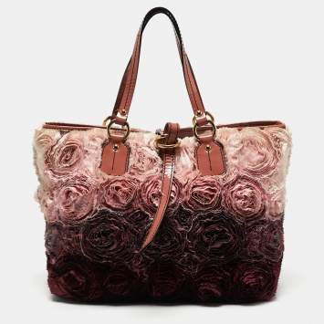 Pre Owned Valentino Multicolor Patent Leather and Satin Rosier Tote