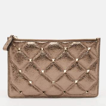 Valentino Metallic Quilted Leather Rockstud Pouch 