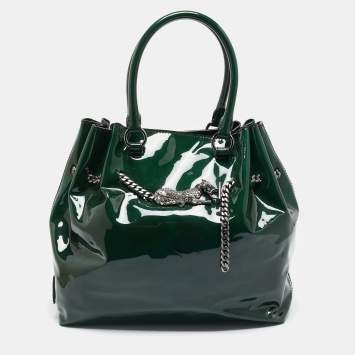 Pre Owned Valentino Green Patent Leather Chain Tote