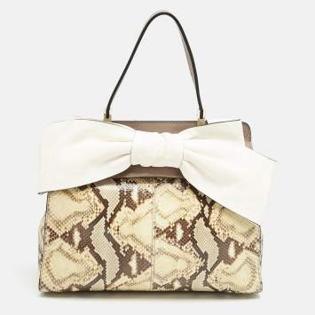Pre Owned Valentino Multicolor Python and Leather Aphrodite Bow Bag