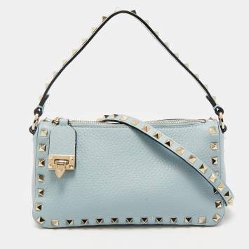 Valentino Blue Leather Small Rockstud Shoulder Bag