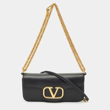 Valentino Black Leather Loco Flap Shoulder Bag