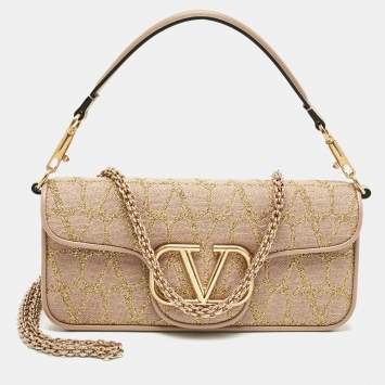 Pre Owned Valentino Dusty Pink Iconographe Canvas Loco Flap Bag