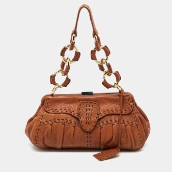 Pre Owned Valentino Garavani Brown Leather Vintage Shoulder Bag