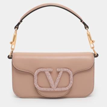 Pre Owned Valentino Rose Cannelle Leather Small Loco Shoulder Bag