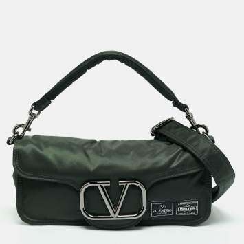 Pre Owned Valentino x Porter Dark Green Nylon Loco Shoulder Bag