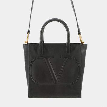 مملوكة مسبقًا Valentino Garavani V Logo Walk 2-Way Bag Black Leather Size Small