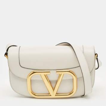 مملوكة مسبقًا Valentino Supervee White Leather Shoulder Bag