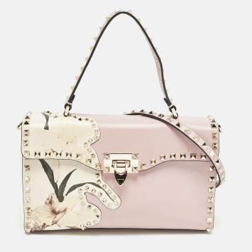 مملوكة مسبقًا Valentino Rockstud Kimono 1997 Pink Leather Top Handle Bag