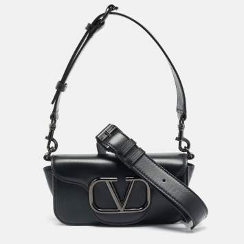 مملوكة مسبقًا Valentino Loco Black Small Leather Shoulder Bag