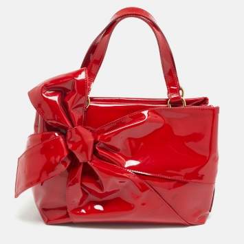 مملوكة مسبقًا Valentino Betty Bow Red Patent Leather Tote