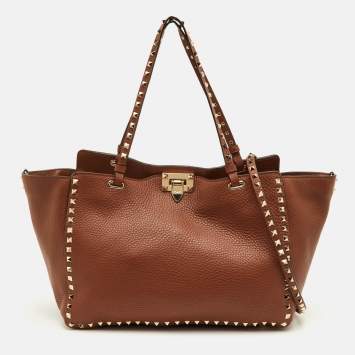 مملوكة مسبقًا حقيبة يد فالنتينو جلد بني متوسط روكستد ترابيز