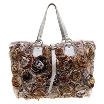 Pre Owned Valentino Gery Fabric and Leather Flower Tote