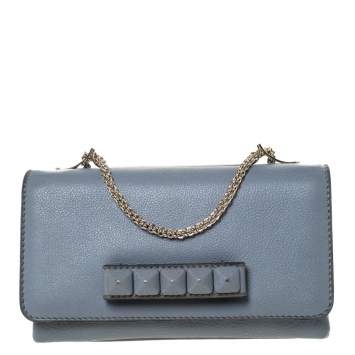Pre Owned Valentino Grey Leather Va Va Voom Chain Shoulder Bag