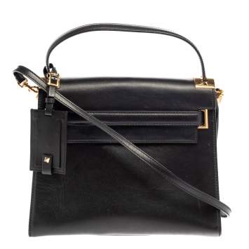 Pre Owned Valentino Black Leather My Rockstud Top Handle Bag