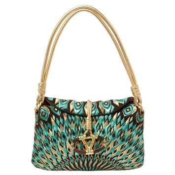 Pre Owned Valentino Multicolor Embroidered Printed Suede VRing Flap Hobo