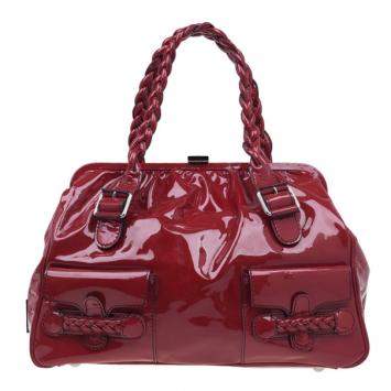 Pre Owned Valentino Red Patent Histoire Framed Bag
