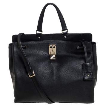 Pre Owned Valentino Black Leather Large Joylock Top Handle Bag