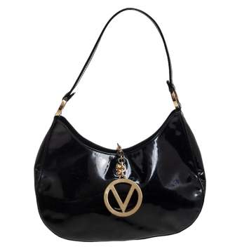 Pre Owned Valentino Black Patent Leather Hobo