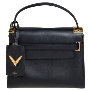 مملوكة مسبقًا Valentino Black Leather My Rockstud Top Handle Bag