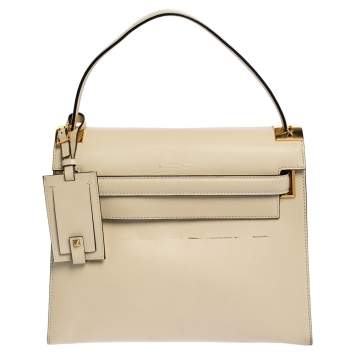 مملوكة مسبقًا Valentino Off White Leather My Rockstud Top Handle Bag