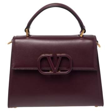 Pre Owned Valentino Burgundy Leather Small VSLING Top Handle Bag