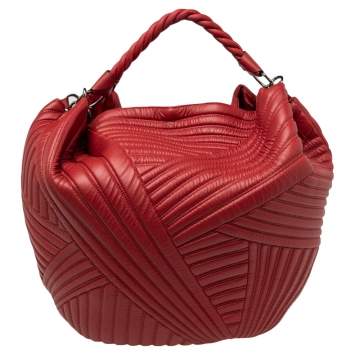 Pre Owned Valentino Red Quilted Leather Large Hobo