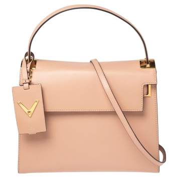 مملوكة مسبقًا Valentino Beige Leather My Rockstud Top Handle Bag