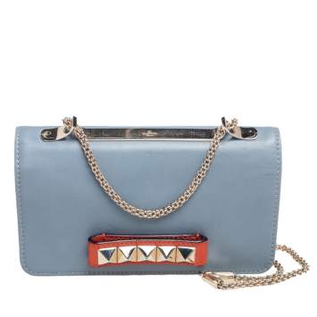 Pre Owned Valentino Multicolor Leather Rockstud Va Va Voom Chain Clutch