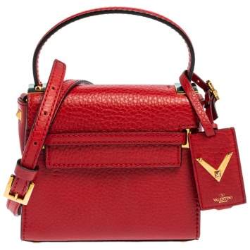 مملوكة مسبقًا Valentino Red Leather Mini My Rockstud Top Handle Bag