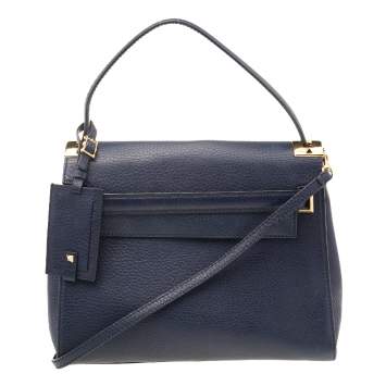 مملوكة مسبقًا Valentino Navy Blue Leather My Rockstud Top Handle Bag