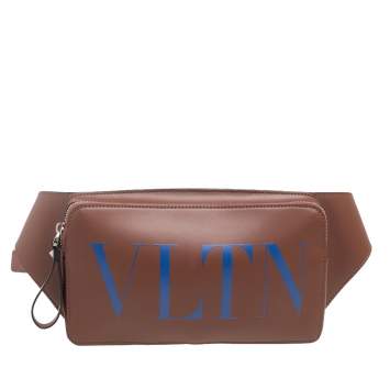 Pre Owned Valentino Brown Leather VLTN Belt Bag