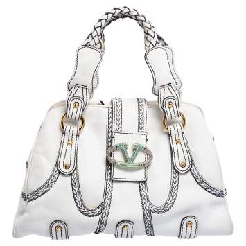 Pre Owned Valentino White Leather Catch Satchel