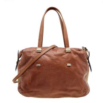 Pre Owned Valentino Brown Leather Pixel Metal-Chainmail Satchel
