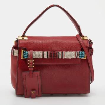 Pre Owned Valentino Red Leather My Rockstud Top Handle Bag