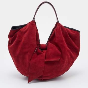 Pre Owned Valentino Red Suede and Leather 360 Bow Hobo